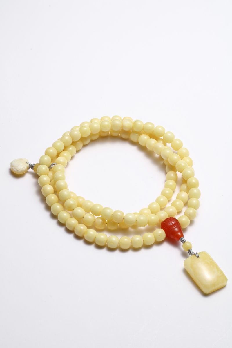 当代  “慈宁”蜜蜡108颗长珠串 - 图3
