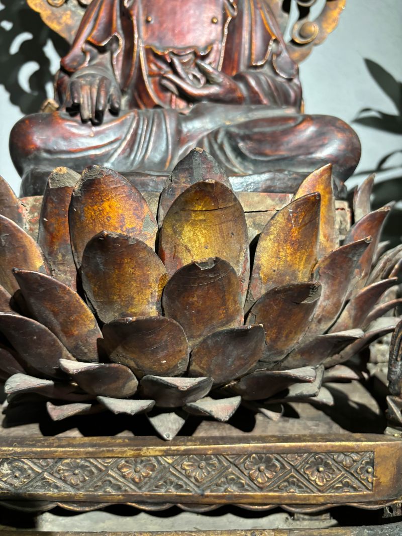 清康熙 宫廷 木漆金释迦牟尼佛 - 图5