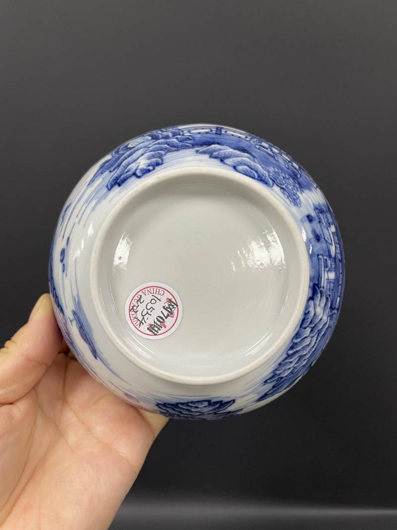 清中期  青花江西十景图碗、山水人物纹碗各一只 - 图28