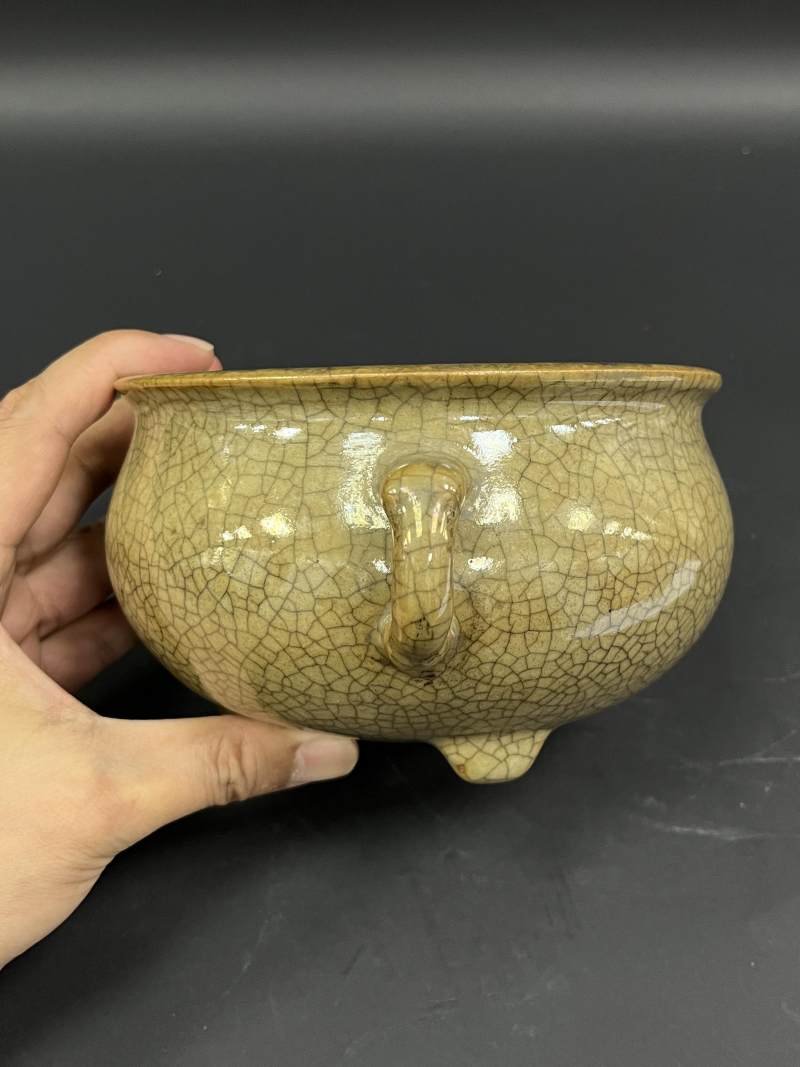 清乾隆  仿哥釉蚰耳炉 - 图4