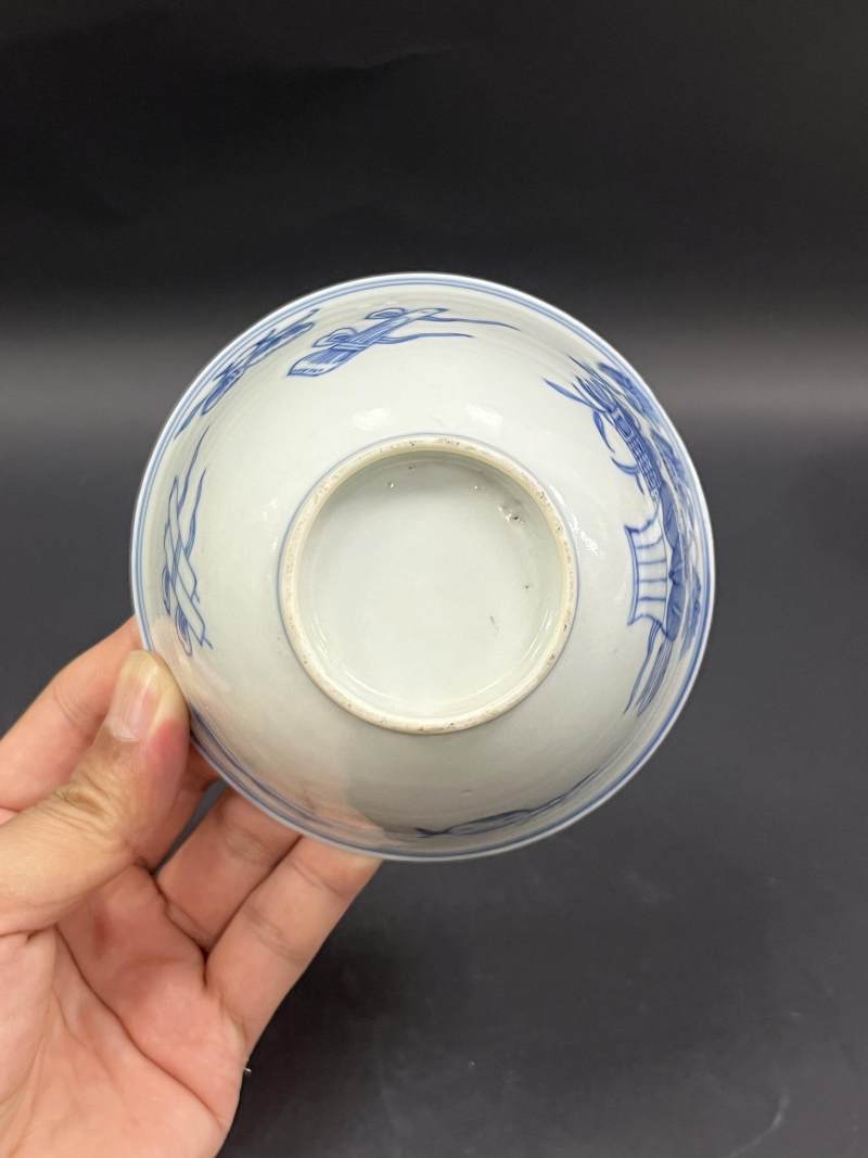 清晚期  青花、青花釉里红、仿钧釉茶碗七件 - 图12