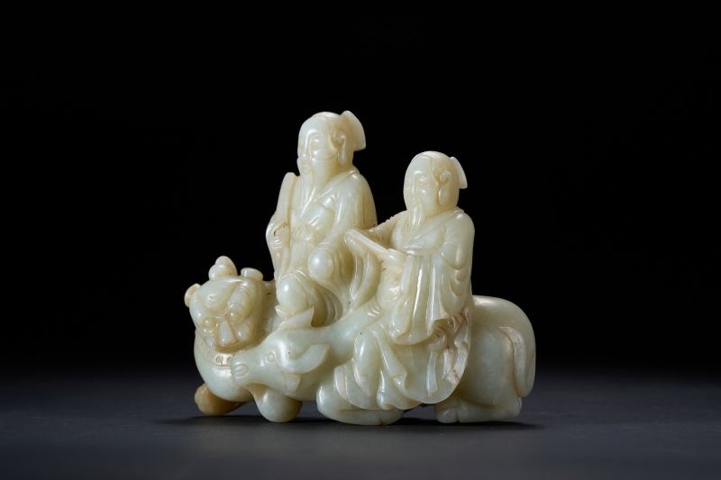 明  白玉雕道教神仙人物像