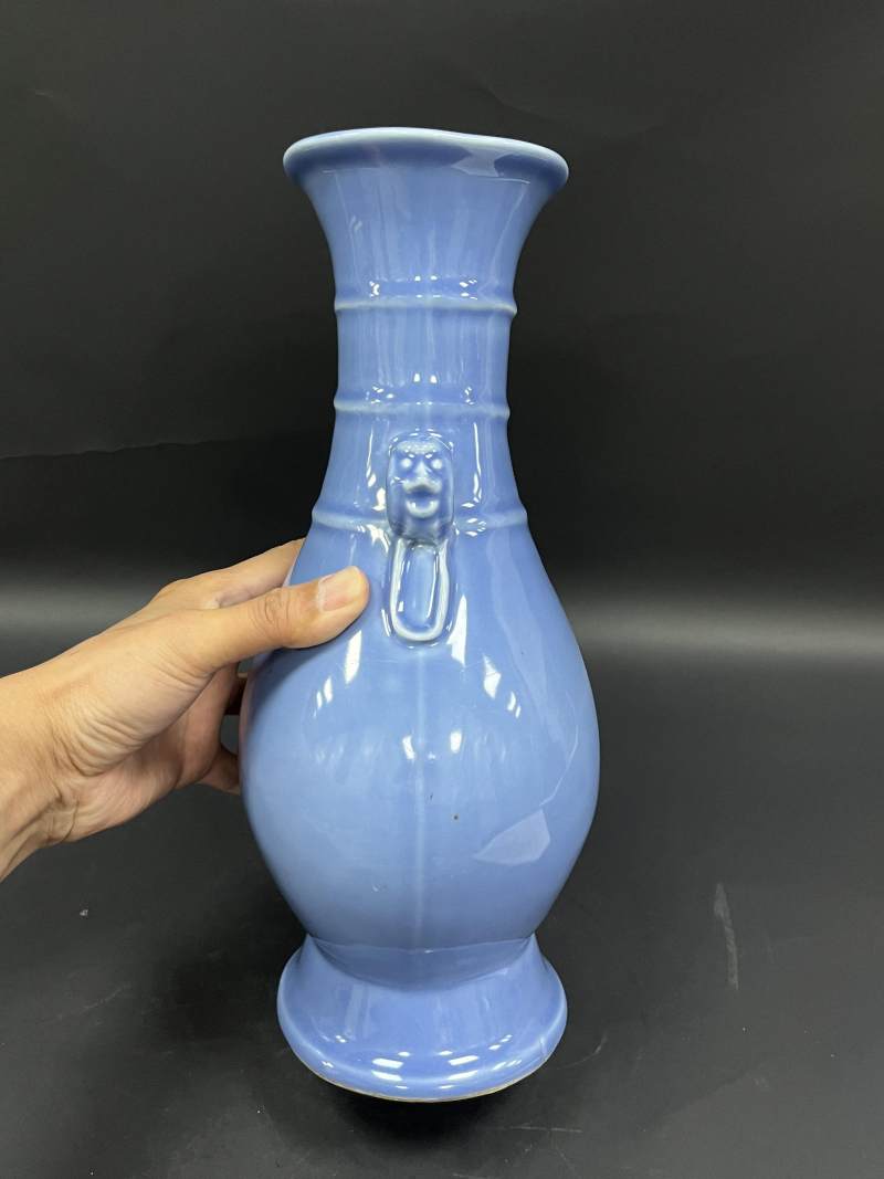 清晚期  天蓝釉汉壶尊 - 图5