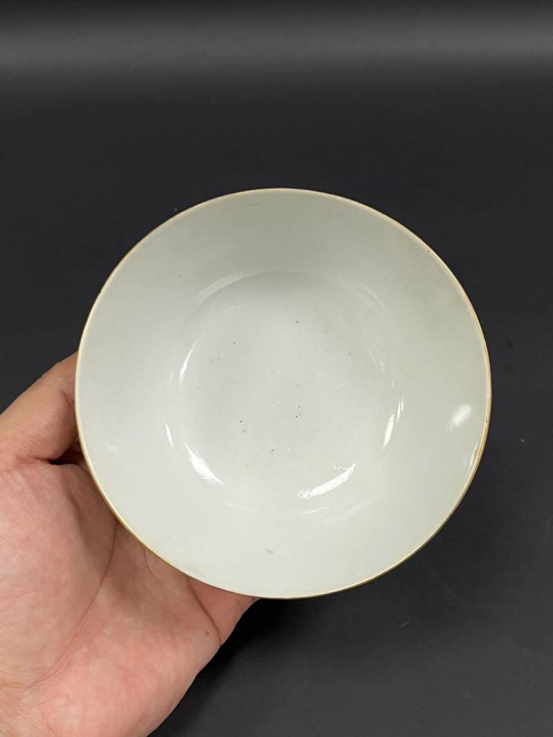 清晚期  粉彩鸡缸诗文碗 - 图7