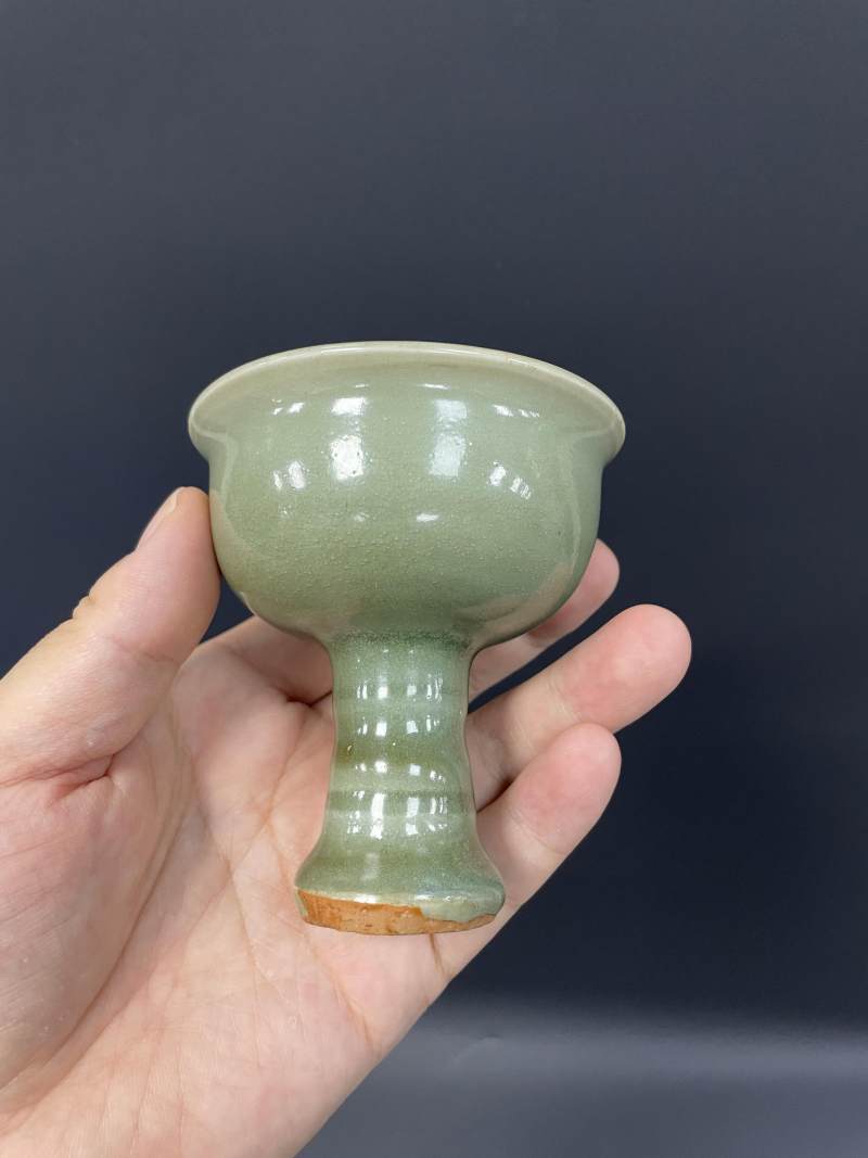 明早期  龙泉窑青釉高足杯 - 图6