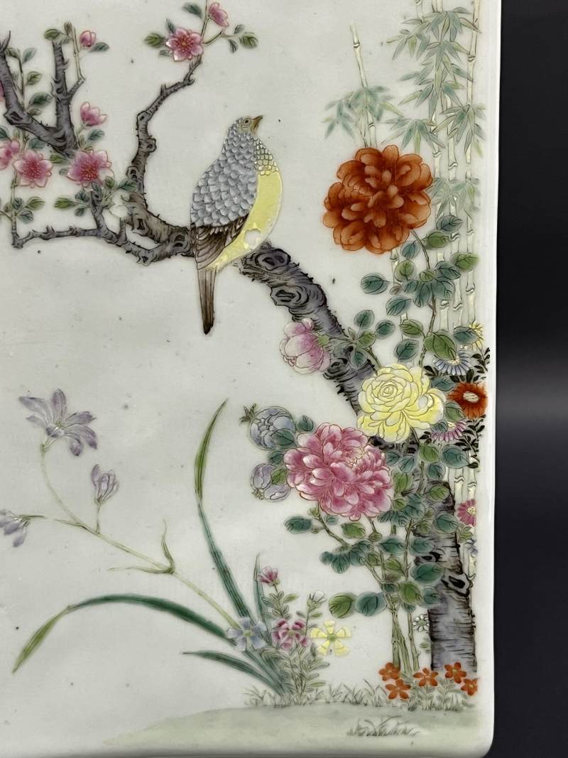 清晚期  粉彩群仙祝寿花鸟纹方瓶 - 图17