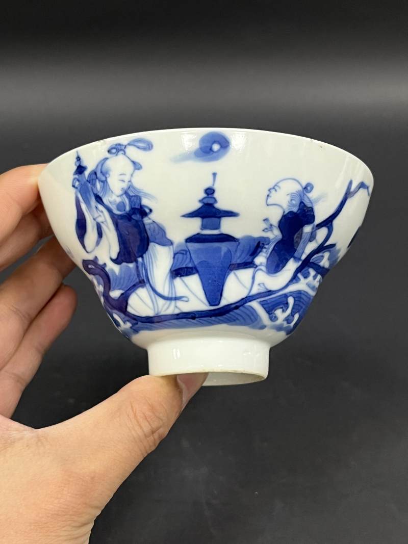 清晚期  青花、青花釉里红、仿钧釉茶碗七件 - 图60