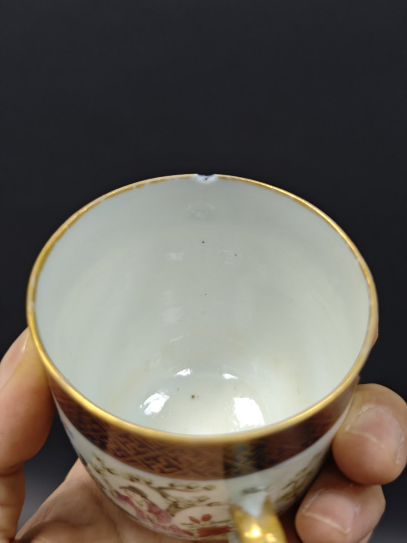 清中期  粉彩十二花神图单鋬杯盏 - 图11