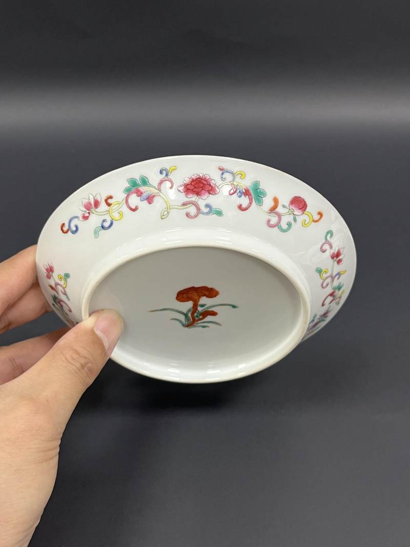 清晚期  粉彩福寿纹盘一对 - 图4