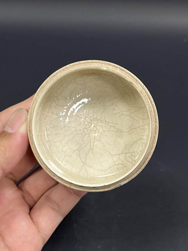 清晚期  浆胎青花花卉纹印盒 - 图8