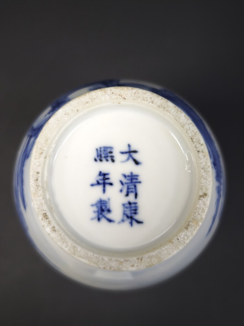清晚期  青花御马营人物故事图小棒槌瓶 - 图11