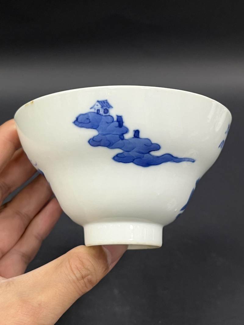 清晚期  青花、青花釉里红、仿钧釉茶碗七件 - 图61