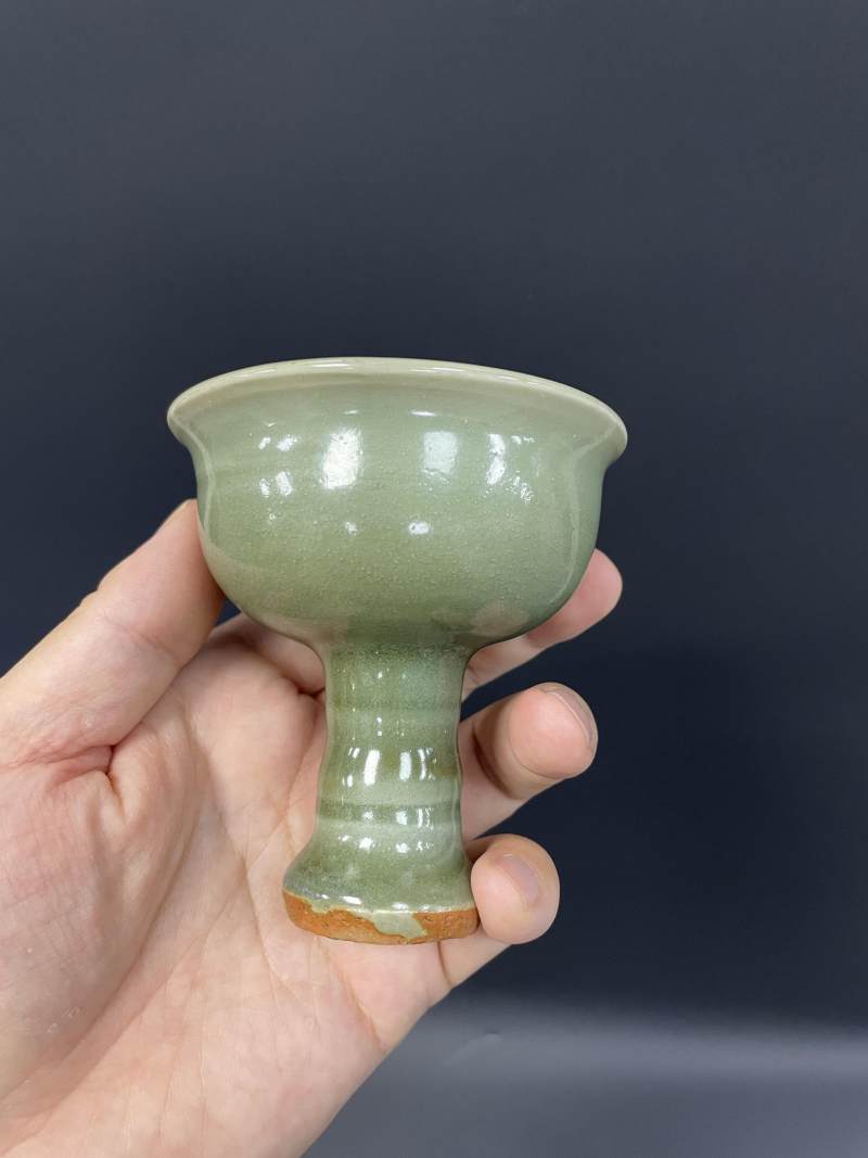 明早期  龙泉窑青釉高足杯 - 图7