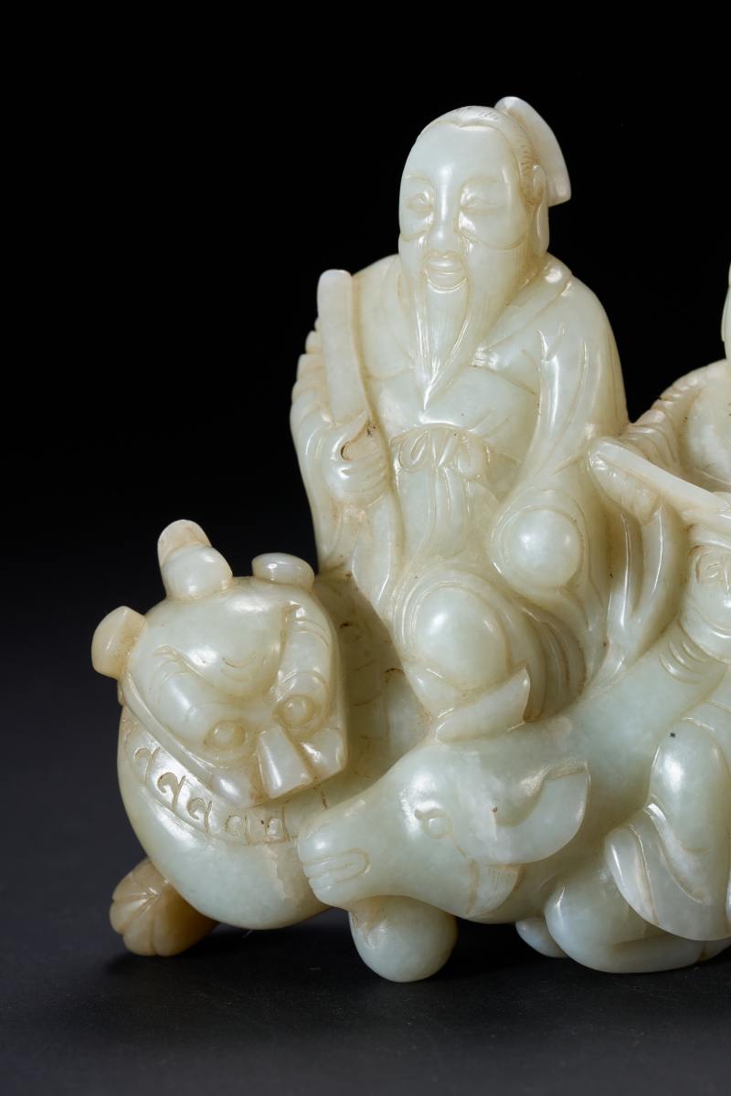 明  白玉雕道教神仙人物像 - 图3