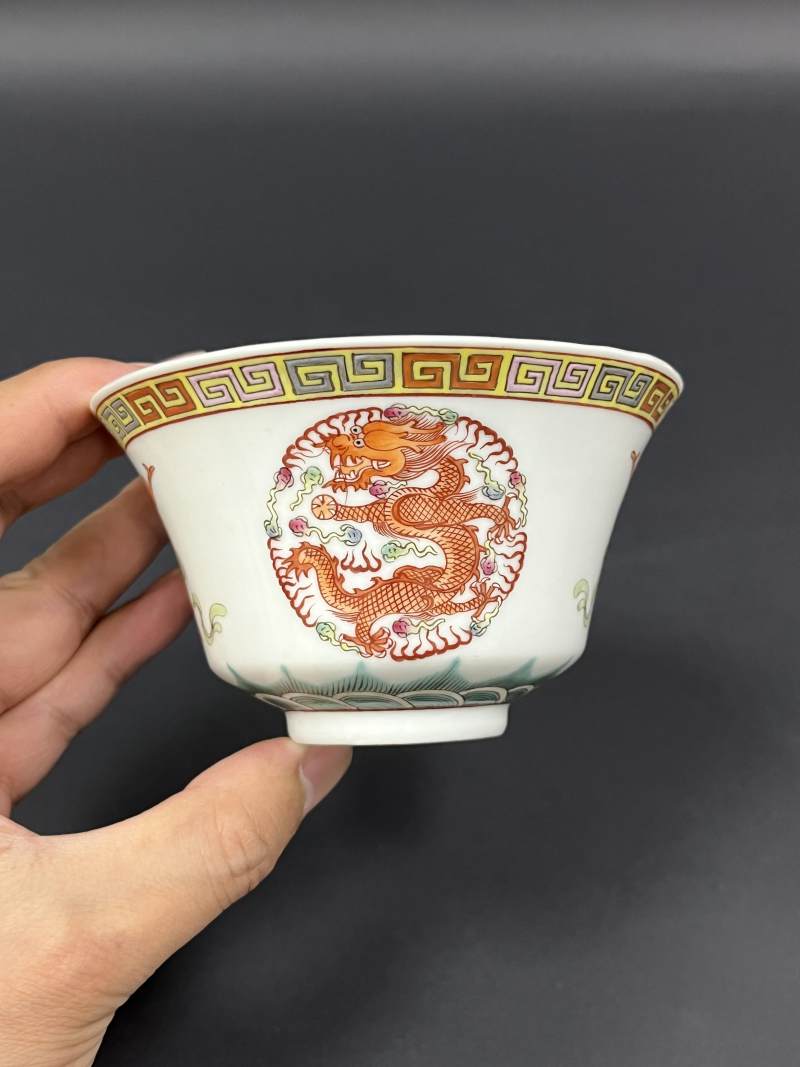 民国  粉彩团龙凤福在眼前盖碗四只 - 图76