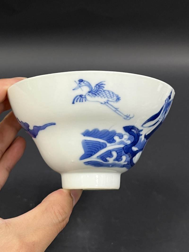清晚期  青花、青花釉里红、仿钧釉茶碗七件 - 图62