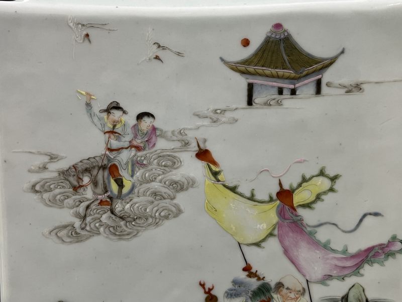 清晚期  粉彩群仙祝寿花鸟纹方瓶 - 图19