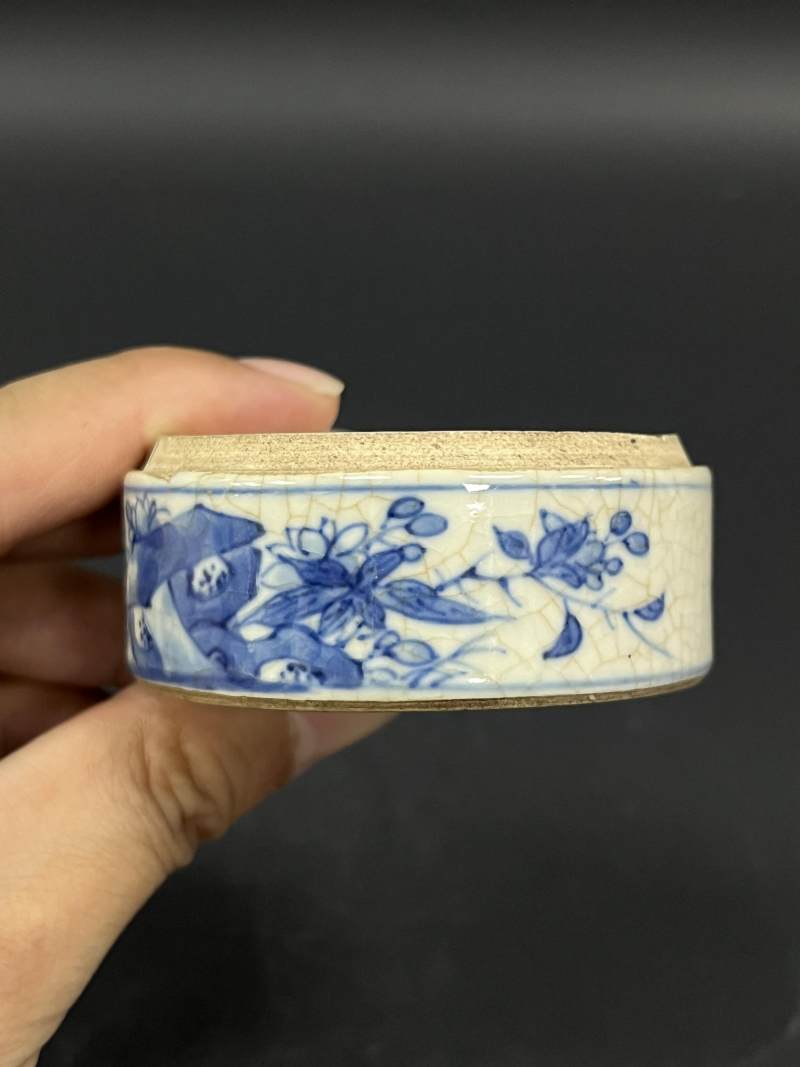 清晚期  浆胎青花花卉纹印盒 - 图10