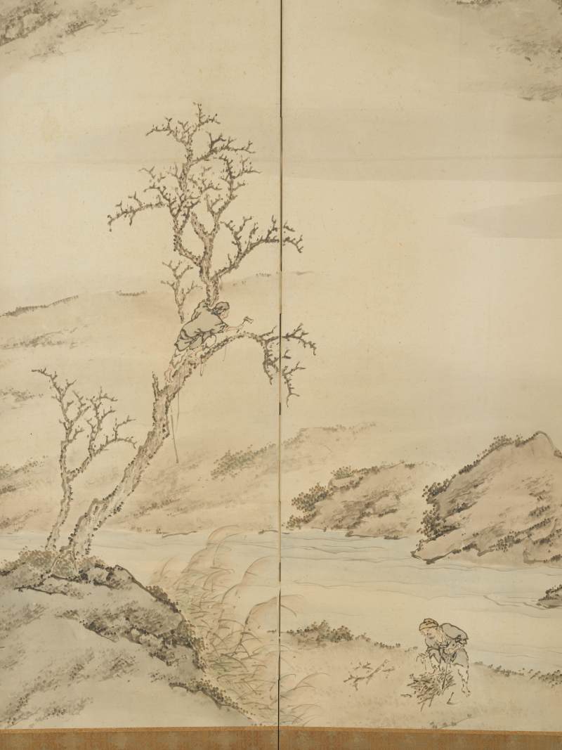 佐伯岸岱（1859）  渔樵归隐图屏风六曲一双 - 图11