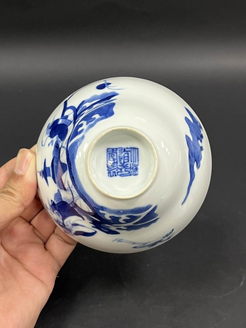 清晚期  青花、青花釉里红、仿钧釉茶碗七件 - 图64