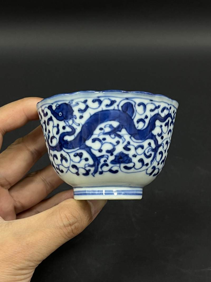 清晚期  青花、青花釉里红、仿钧釉茶碗七件 - 图18