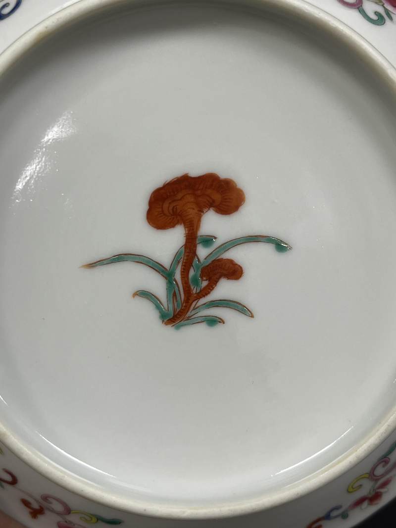 清晚期  粉彩福寿纹盘一对 - 图8