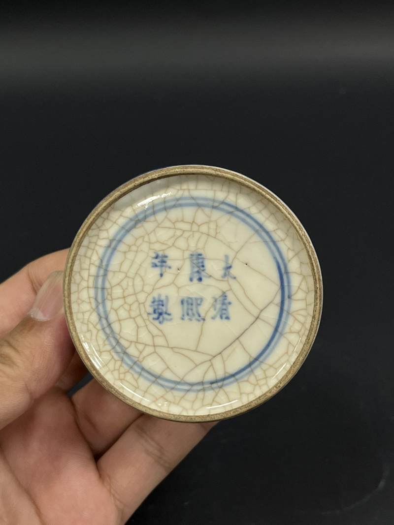 清晚期  浆胎青花花卉纹印盒 - 图12