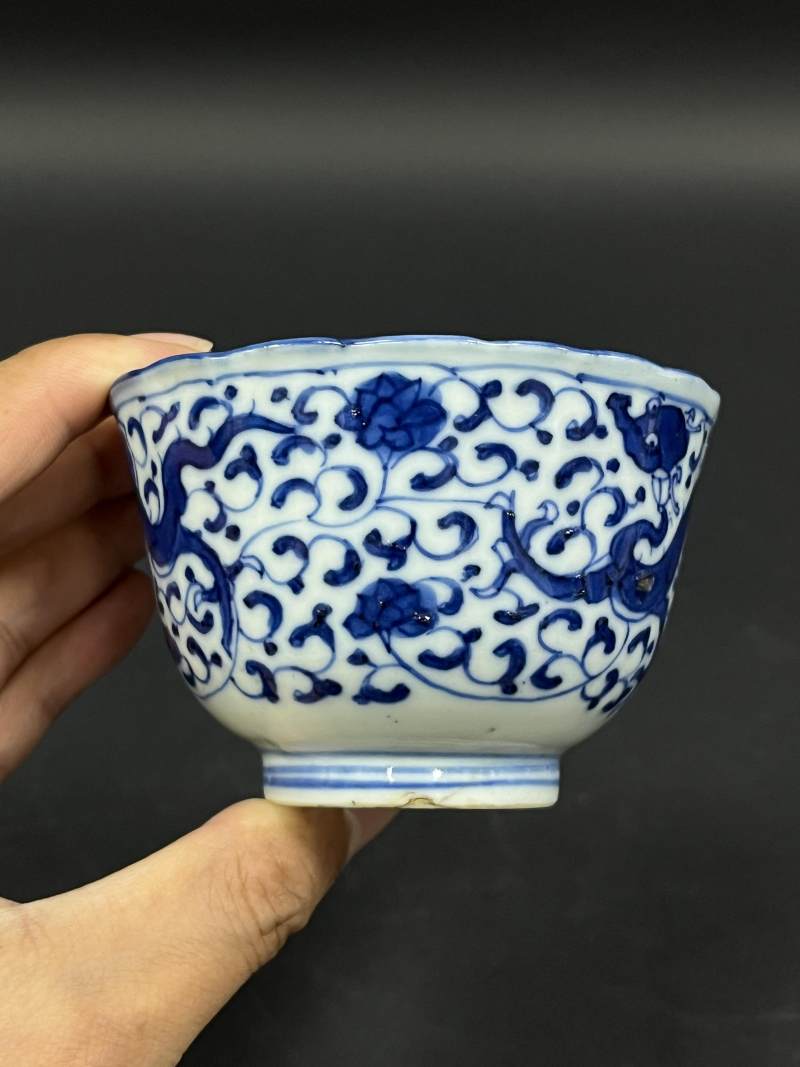 清晚期  青花、青花釉里红、仿钧釉茶碗七件 - 图19