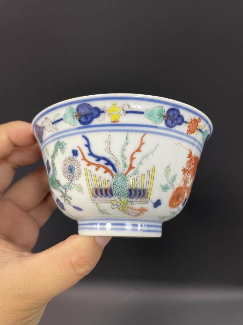 清光绪  青花五彩龙凤纹碗 - 图7