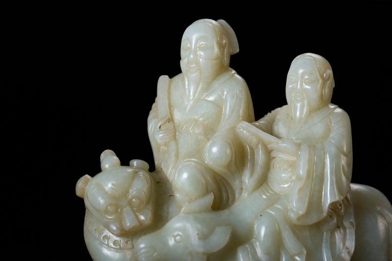 明  白玉雕道教神仙人物像 - 图8
