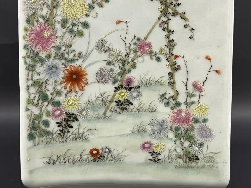 清晚期  粉彩群仙祝寿花鸟纹方瓶 - 图23