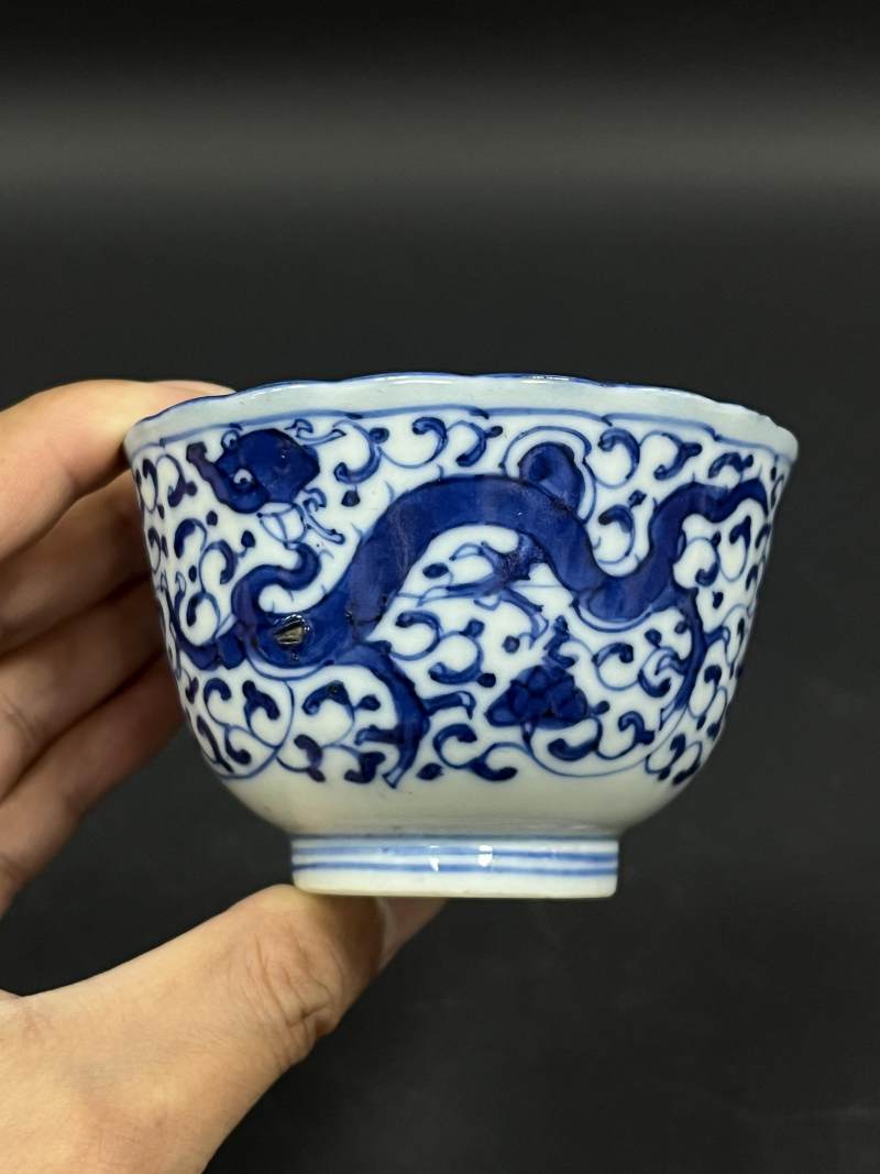 清晚期  青花、青花釉里红、仿钧釉茶碗七件 - 图20