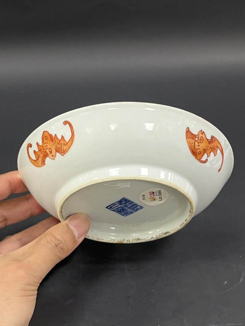 清晚期  粉彩花鸟纹盘 - 图7
