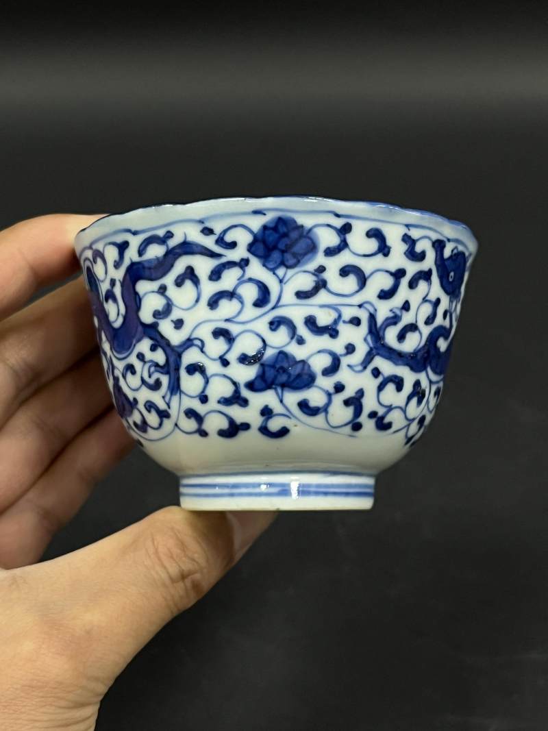 清晚期  青花、青花釉里红、仿钧釉茶碗七件 - 图21
