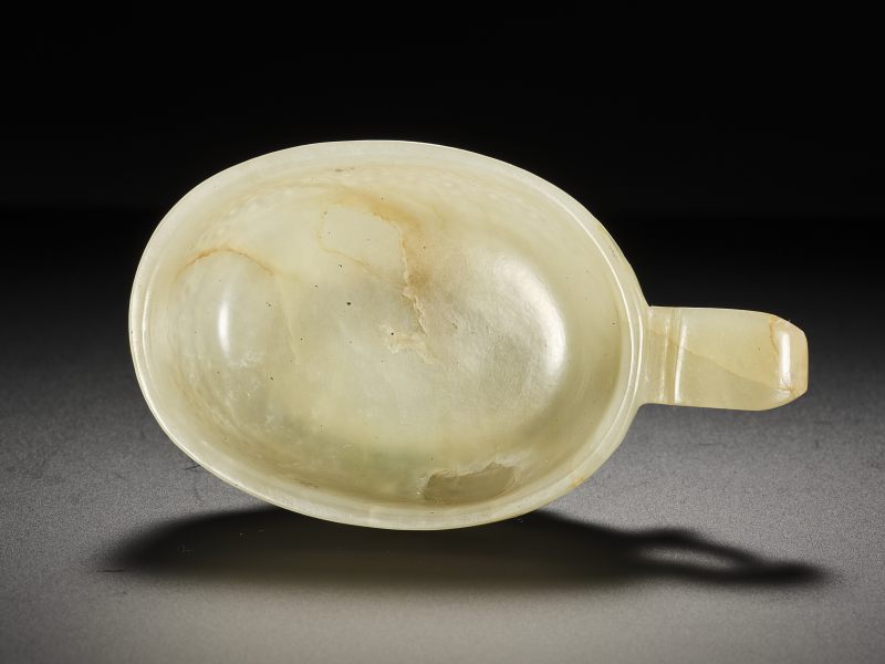 明  青白玉乳钉纹单鋬杯 - 图7