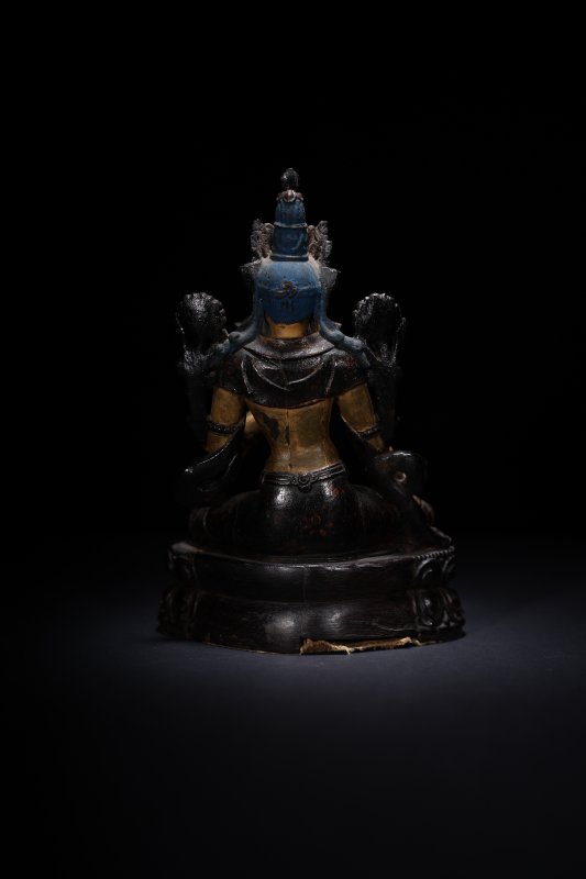 清乾隆 紫檀大漆描金绿度母 - 图9