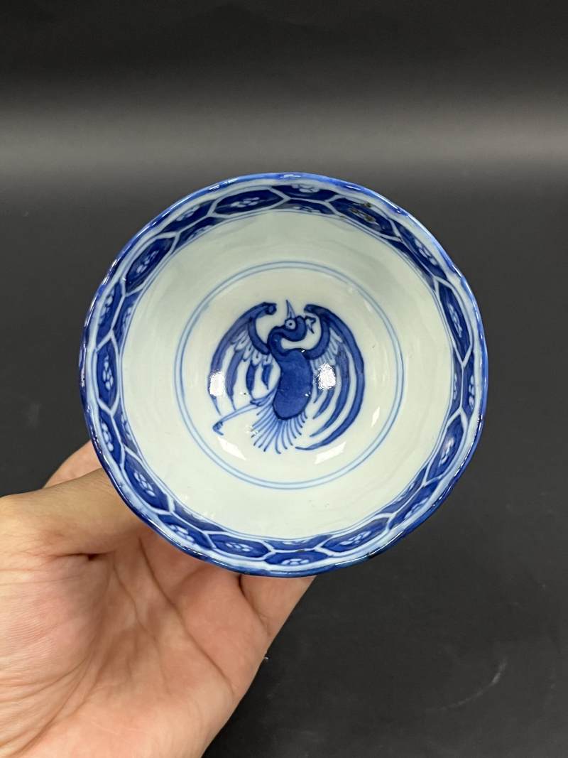 清晚期  青花、青花釉里红、仿钧釉茶碗七件 - 图22