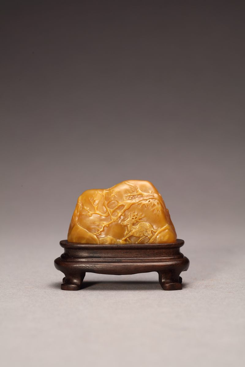 现代 寿山田黄石薄意摆件