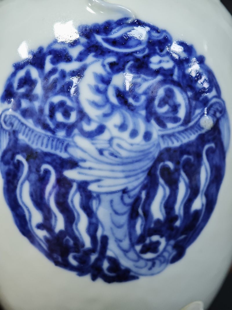 清晚期  青花团凤纹蟠螭尊 - 图12