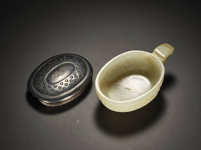 明  青白玉乳钉纹单鋬杯 - 图11