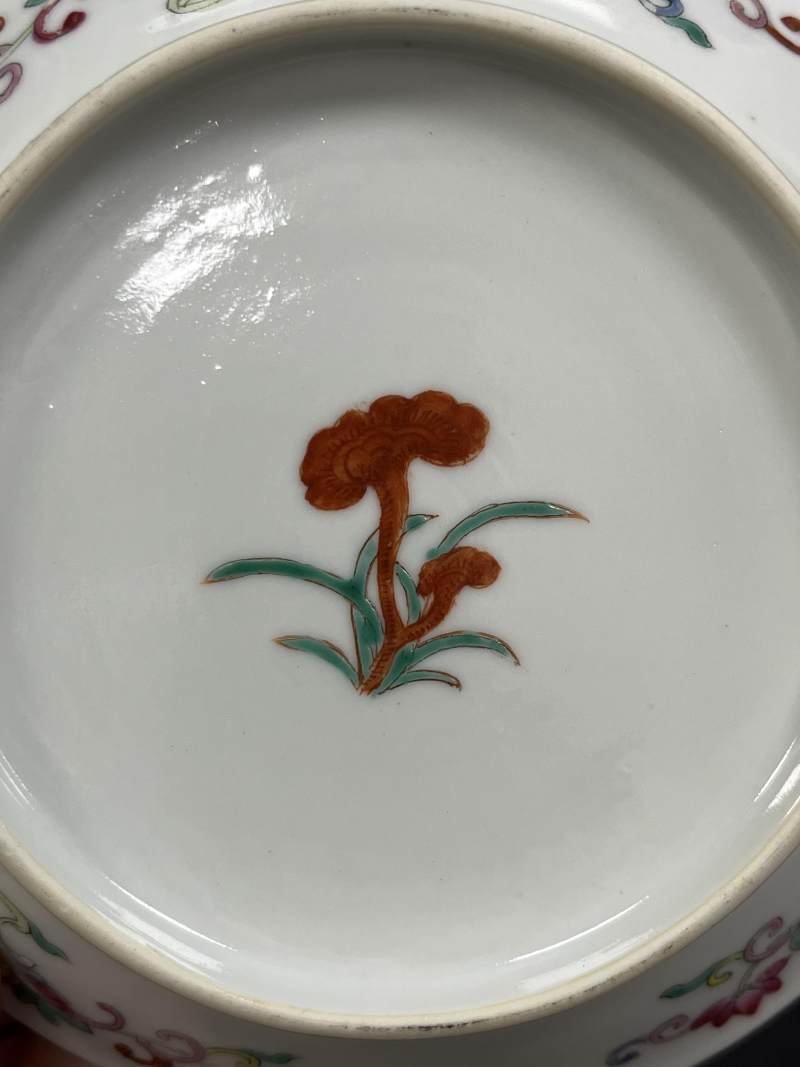 清晚期  粉彩福寿纹盘一对 - 图16
