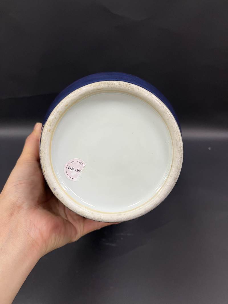 清晚期  洒蓝釉描金花鸟纹棒槌瓶、观音瓶各一件 - 图21