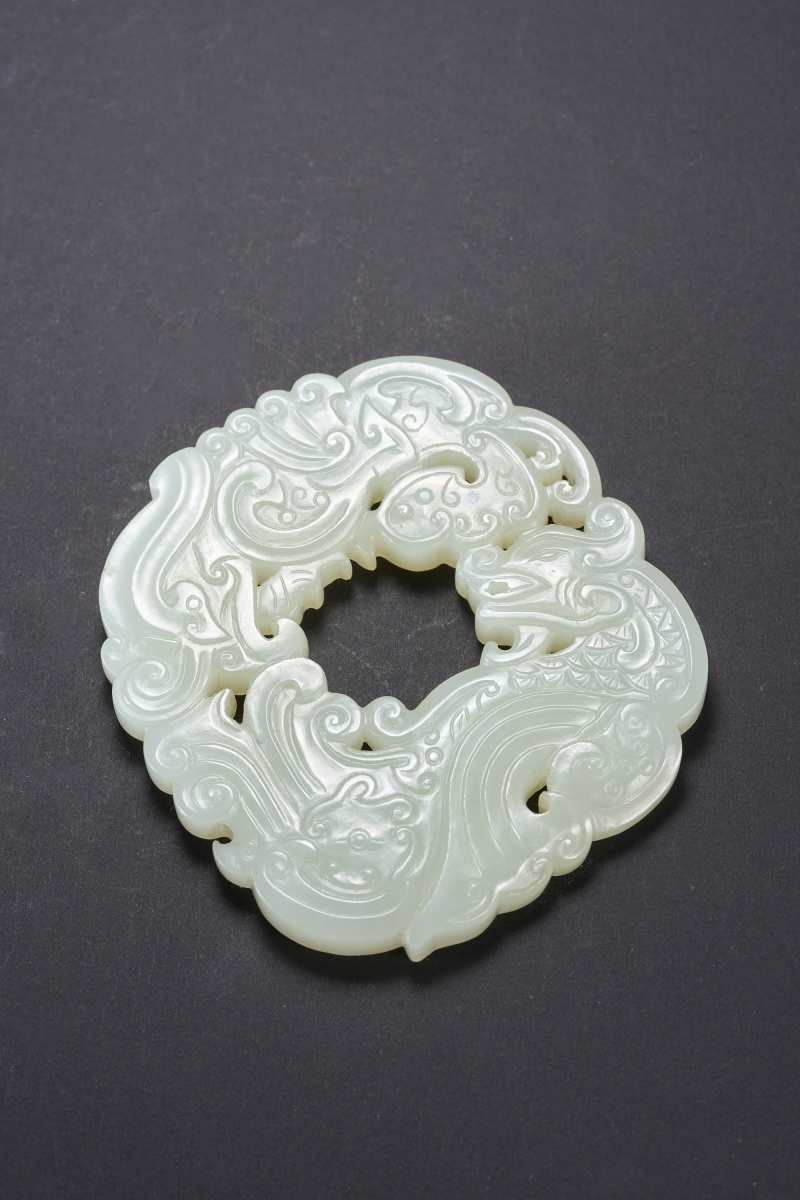 清中期  白玉雕夔龙夔凤纹佩 - 图5