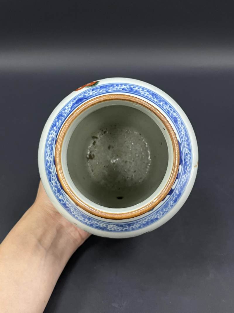 清晚期  青花五彩人物故事图莲子罐两只 - 图6