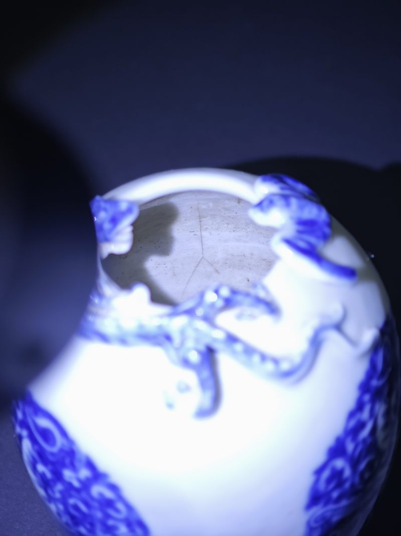 清晚期  青花团凤纹蟠螭尊 - 图15