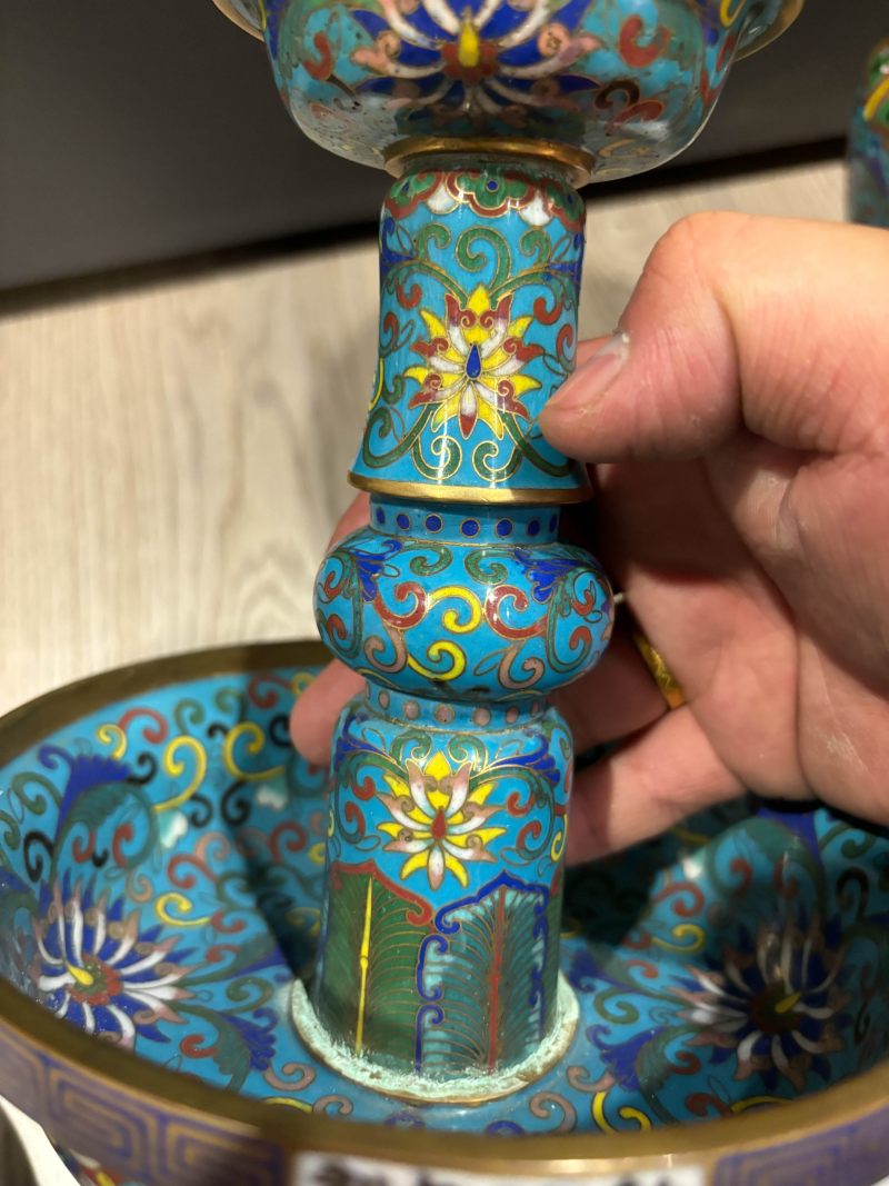 清中期 掐丝珐琅宝相花纹五供一套 - 图21