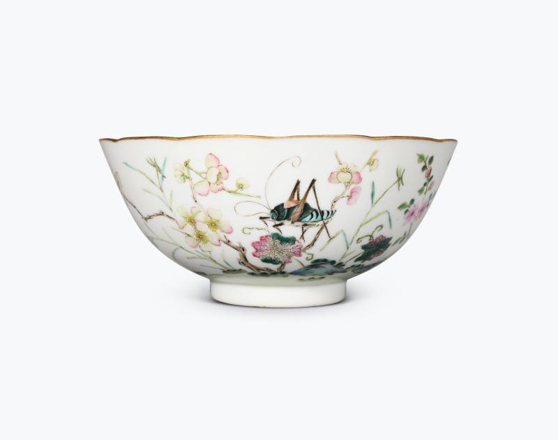 清中期  粉彩花卉纹碗