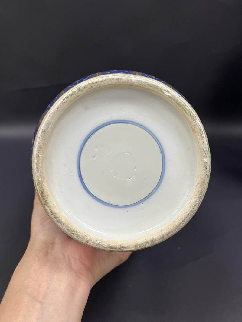 清晚期  洒蓝釉描金花鸟纹棒槌瓶、观音瓶各一件 - 图13