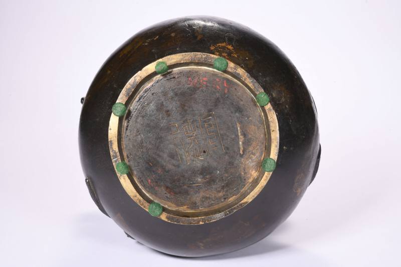 清  铜云蝠纹铁拐李葫芦瓶 - 图7