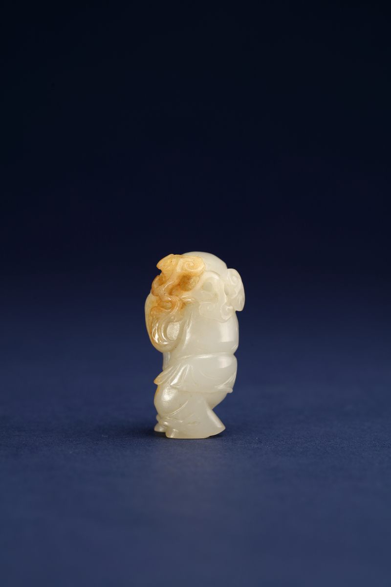 清  白玉童子及鹅摆件一组两件 - 图5